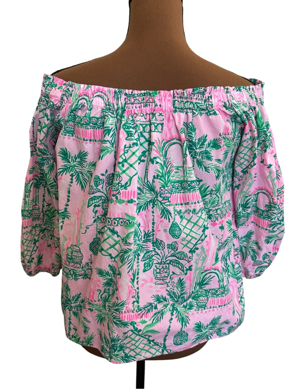 Lilly Pulitzer Winifred Off-The-Shoulder Top Mandevilla Baby Always Worth It M - Picture 5 of 9